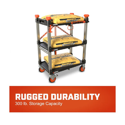 Three-Tier Heavy Duty Folding Cart for Construction - Supports 300 lbs
