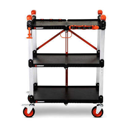 Three-Tier Heavy Duty Folding Cart for Construction - Supports 300 lbs