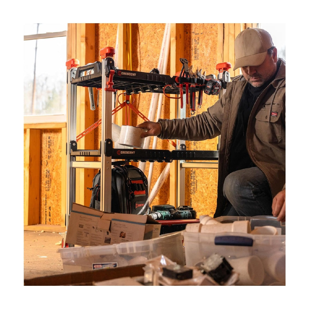 Three-Tier Heavy Duty Folding Cart for Construction - Supports 300 lbs