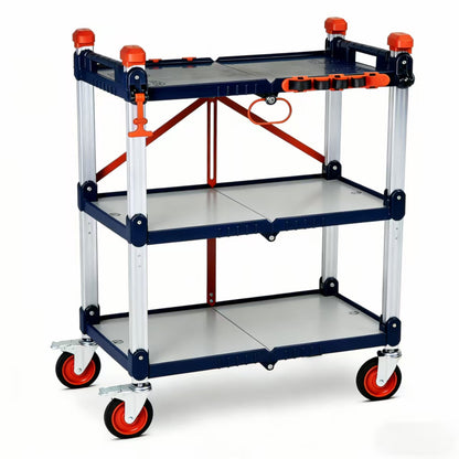 Three-Tier Heavy Duty Folding Cart for Construction - Supports 300 lbs